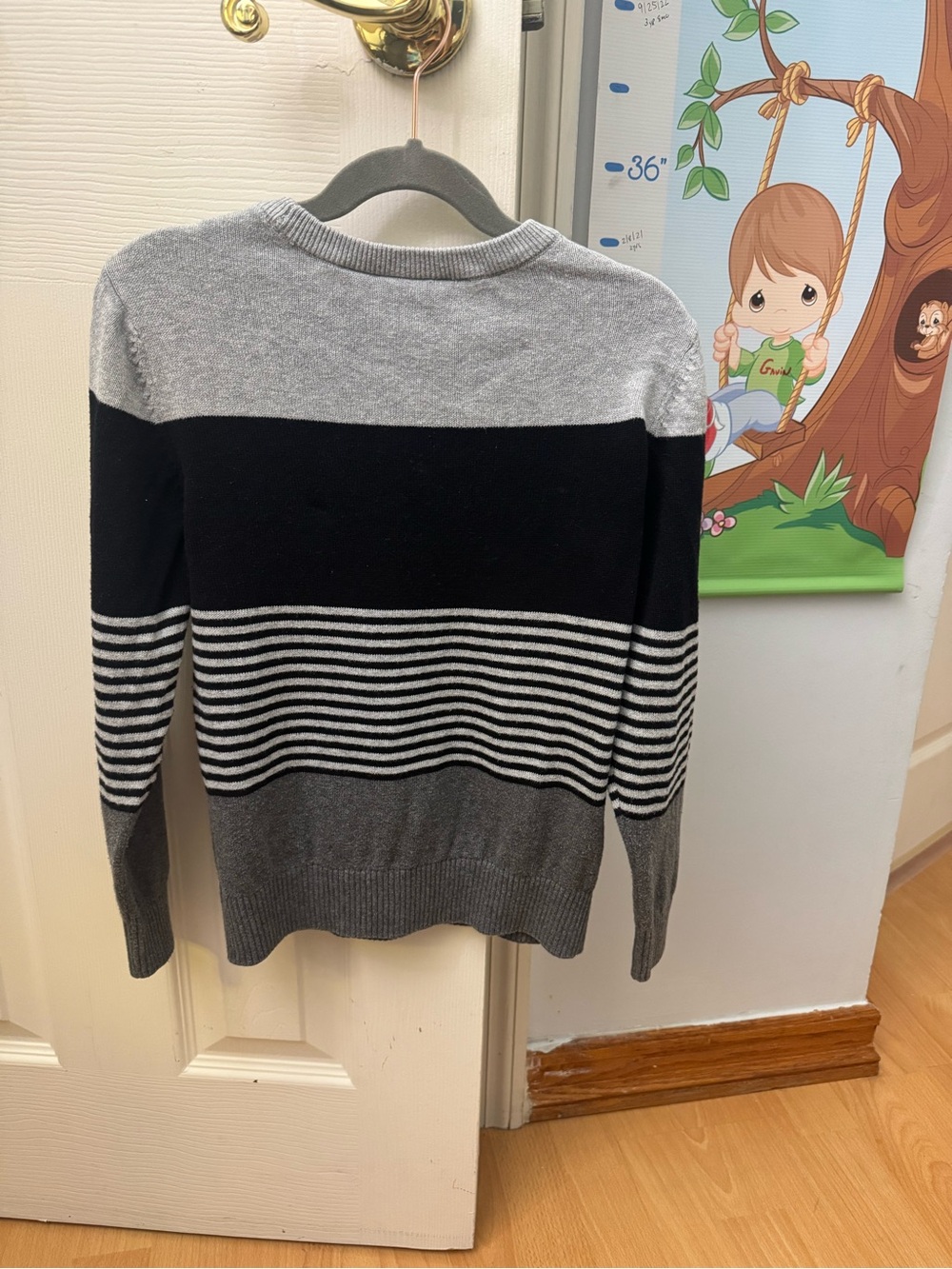 Children’s Place Gray & Black Striped Crewneck Sweater